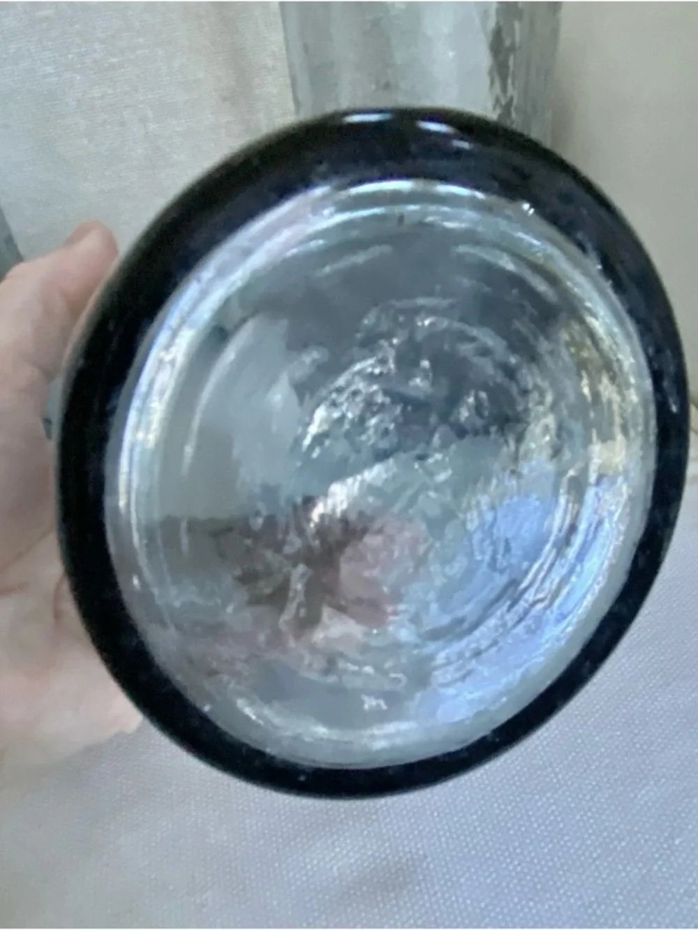 Pottery Barn Hammered Glass Tumblers Gray Blue Blown Glass Set of 4